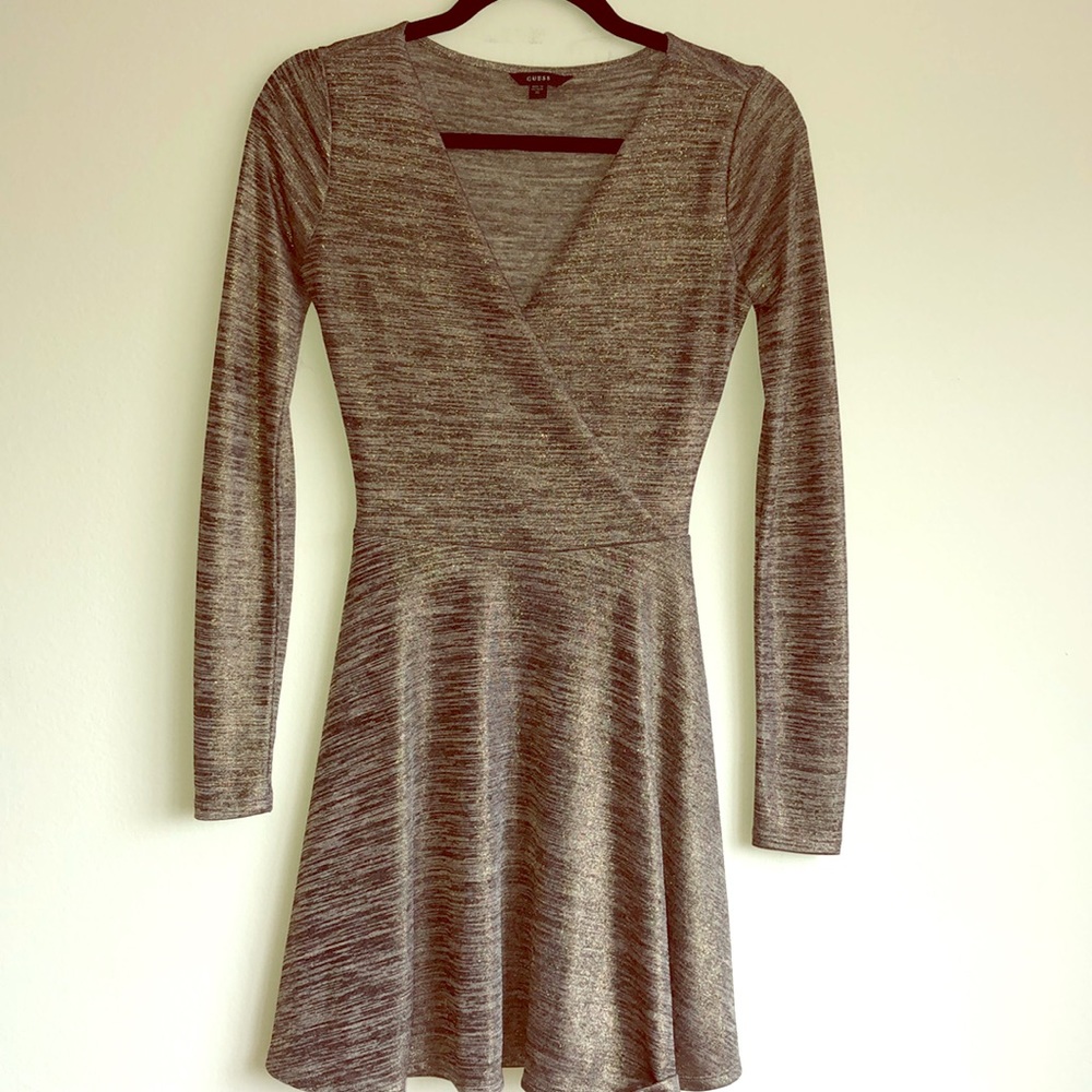GUESS metallic jersey mini dress.